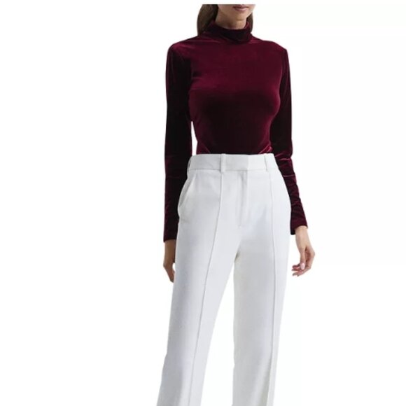 Reiss Connie Velvet Turtle Neck Top - Crimson Red - Small NWT - Picture 4 of 6